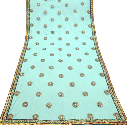 Indian Vintage Heavy Wedding Green Net/Mesh Hand Embroidered Dupatta Designer By Anamika Khanna Bridal Wear Zardozi Veil Hijab