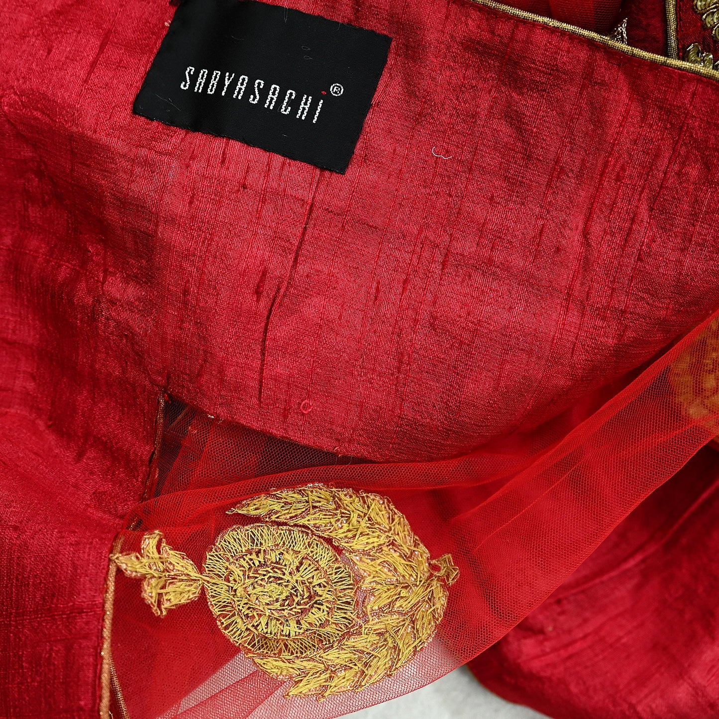 Indian Vintage Heavy Wedding Dupatta Red Net Long Stole Hand Embroidered By Designer Sabyasachi Scarves Zardozi Bridal Veil