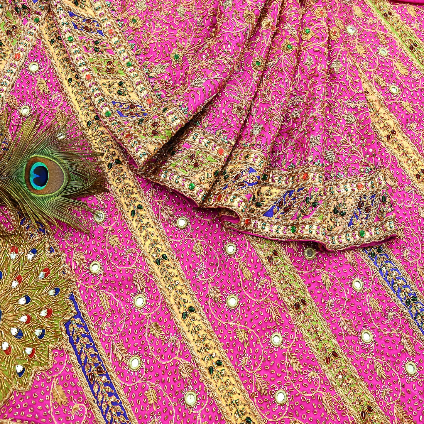 Indian Antique Vintage Heavy Pink Saree Pure Crepe Silk Hand Embroidered Sari Craft Fabric 5Yd Sewing Soft Zardozi/Dabka Sequins