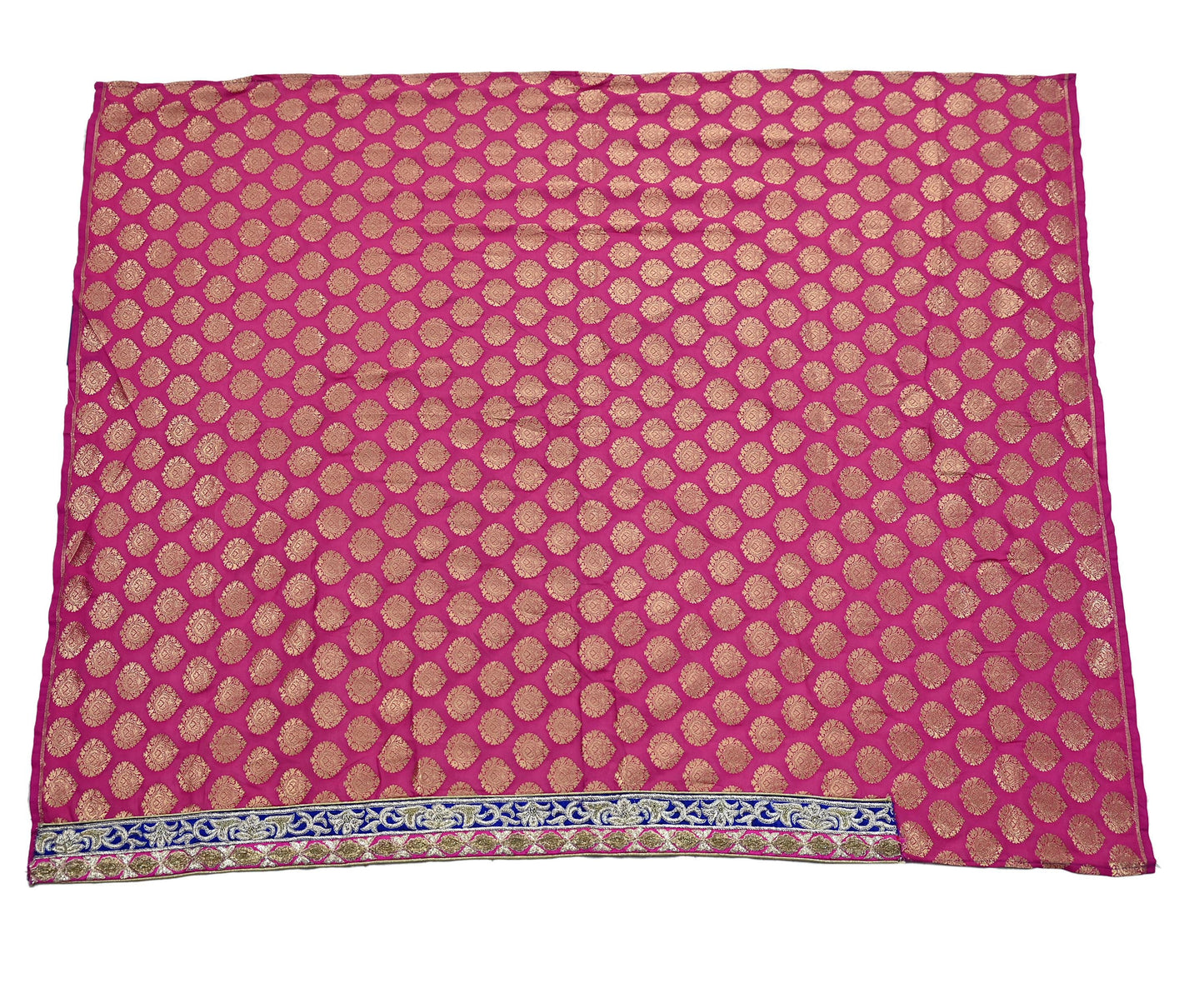 Indian New Heavy Magenta & Orange Pure Chanderi Silk/Net Hand Embroidered Lehenga 3pcs Set By Designer Sabyasachi Bridal Wear Blouse