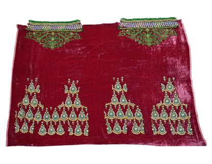 Indian Heavy Wedding Green & Pink Net/Mesh/Velvet Hand Embroidered Fish Cut Lehenga 3pcs Set Designer By Manish Malhotra Party Wear