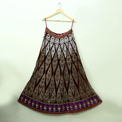 Indian New Heavy Brown & Pink Colored Pure Georgette Silk/Net Hand Embroidered Lehenga 2pcs Set By Designer Sabyasachi Bridal Wear