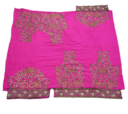 Indian Heavy Wedding Blue & Purple Net/Mesh Hand Embroidered Lehenga 3pcs Set Designer By Anamika Khanna Party Wear With Blouse Fabric