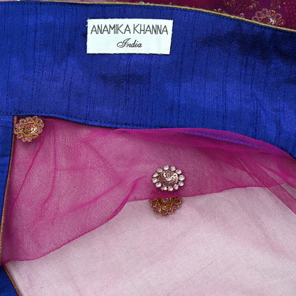 Indian Vintage Heavy Wedding Purple  Net/Mesh/ Velvet Hand Embroidered Dupatta Designer By Anamika Khanna Bridal Wear Dabka Veil Hijab