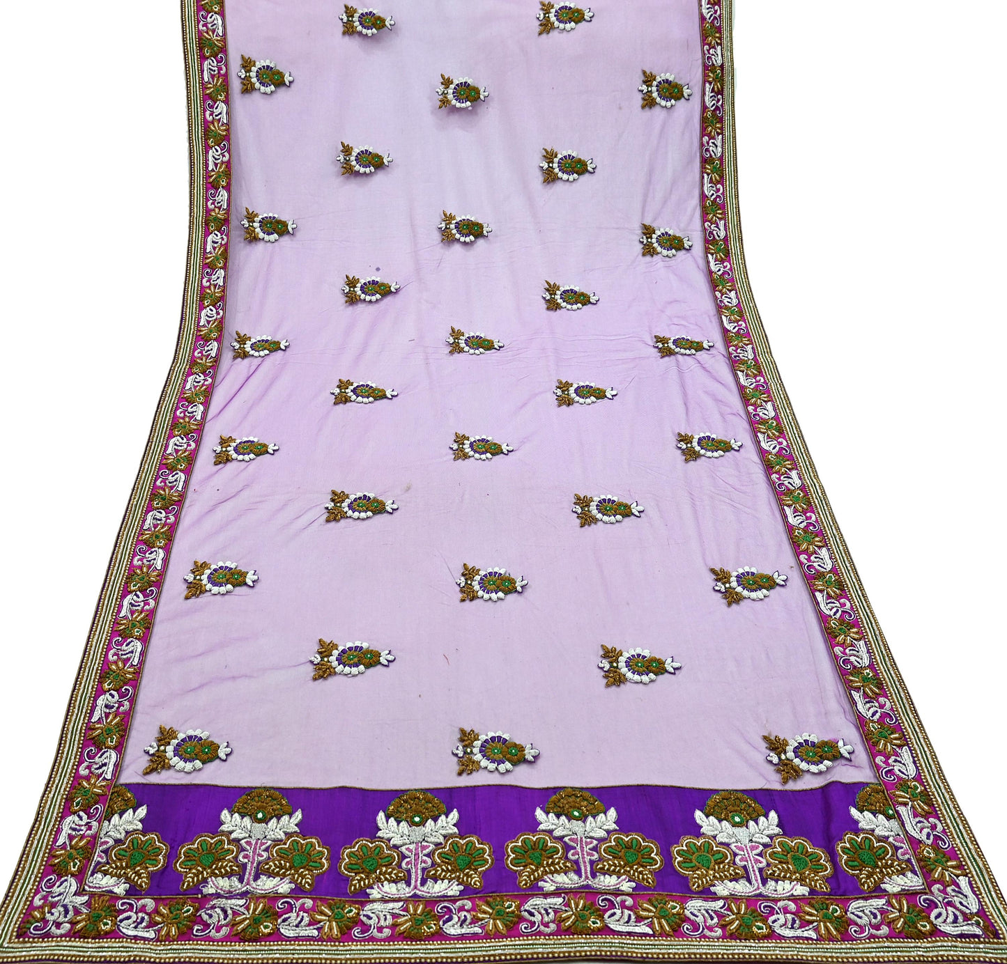 Indian Vintage Heavy Wedding Purple Net/Mesh/ Velvet Hand Embroidered Dupatta Designer By Manish Malhotra Bridal Wear Zardozi Veil Hijab