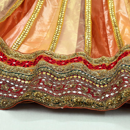 Indian Vintage Heavy Net Hand Embroidered Brocade Lehenga Skirt By Designer Sabyasachi Bridal Wear Dabka/ Zardozi