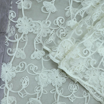 Indian Vintage White Dupatta Long Stole Net Mess Hand Embroidered Scarves Veil Hijab Sequins stole veil hijab