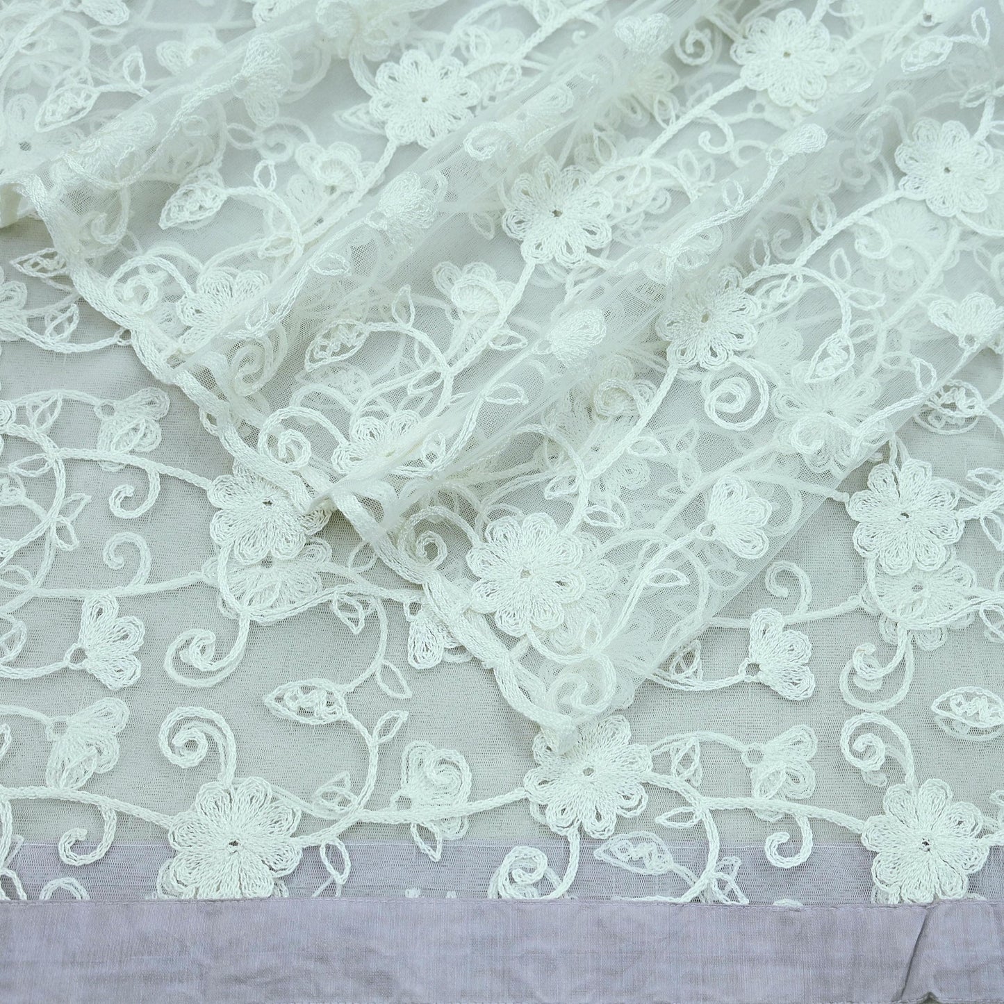 Indian Vintage White Dupatta Long Stole Net Mess Hand Embroidered Scarves Veil Hijab Sequins stole veil hijab