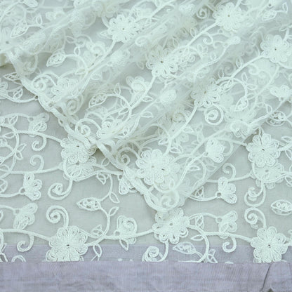 Indian Vintage White Dupatta Long Stole Net Mess Hand Embroidered Scarves Veil Hijab Sequins stole veil hijab