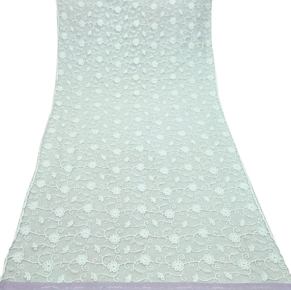 Indian Vintage White Dupatta Long Stole Net Mess Hand Embroidered Scarves Veil Hijab Sequins stole veil hijab