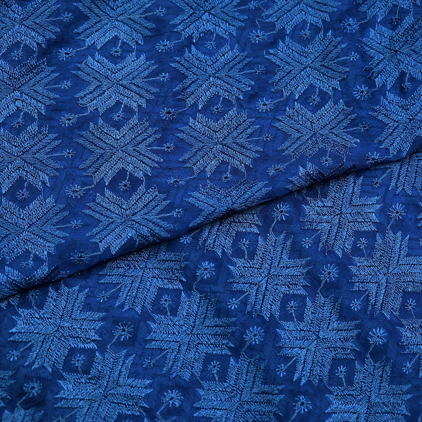 Indian Vintage Blue Dupatta Long Stole Chiffon Hand Embroidered Bagh Phulkari Stole Scarves Golden lace Veil Wrap Boho