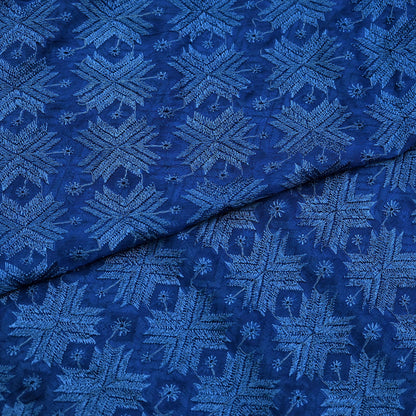 Indian Vintage Blue Dupatta Long Stole Chiffon Hand Embroidered Bagh Phulkari Stole Scarves Golden lace Veil Wrap Boho