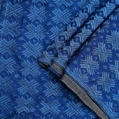 Indian Vintage Blue Dupatta Long Stole Chiffon Hand Embroidered Bagh Phulkari Stole Scarves Golden lace Veil Wrap Boho