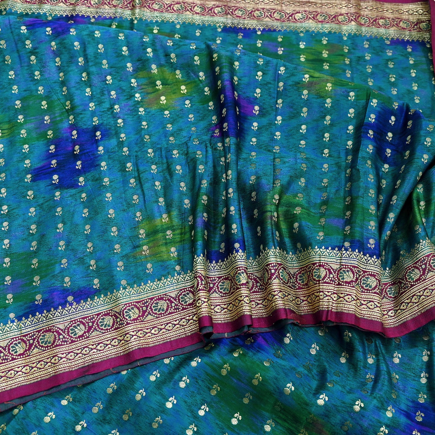 Indian Vintage Heavy Blue Sari Pure Silk Blue Woven Brocade Sarees 5Yd Craft Fabric Floral Ethnic Zari Dress making Pre-owned Wedding sari