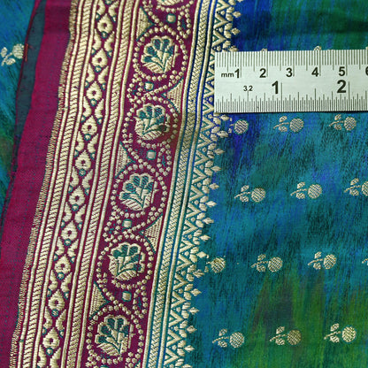 Indian Vintage Heavy Blue Sari Pure Silk Blue Woven Brocade Sarees 5Yd Craft Fabric Floral Ethnic Zari Dress making Pre-owned Wedding sari