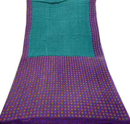 Indian Vintage Sari Purple & Green Pure Cotton Printed Saree 5Yd Craft Fabric Sewing Sarong Wrap Boho Floral Quilting crafting dressmaking