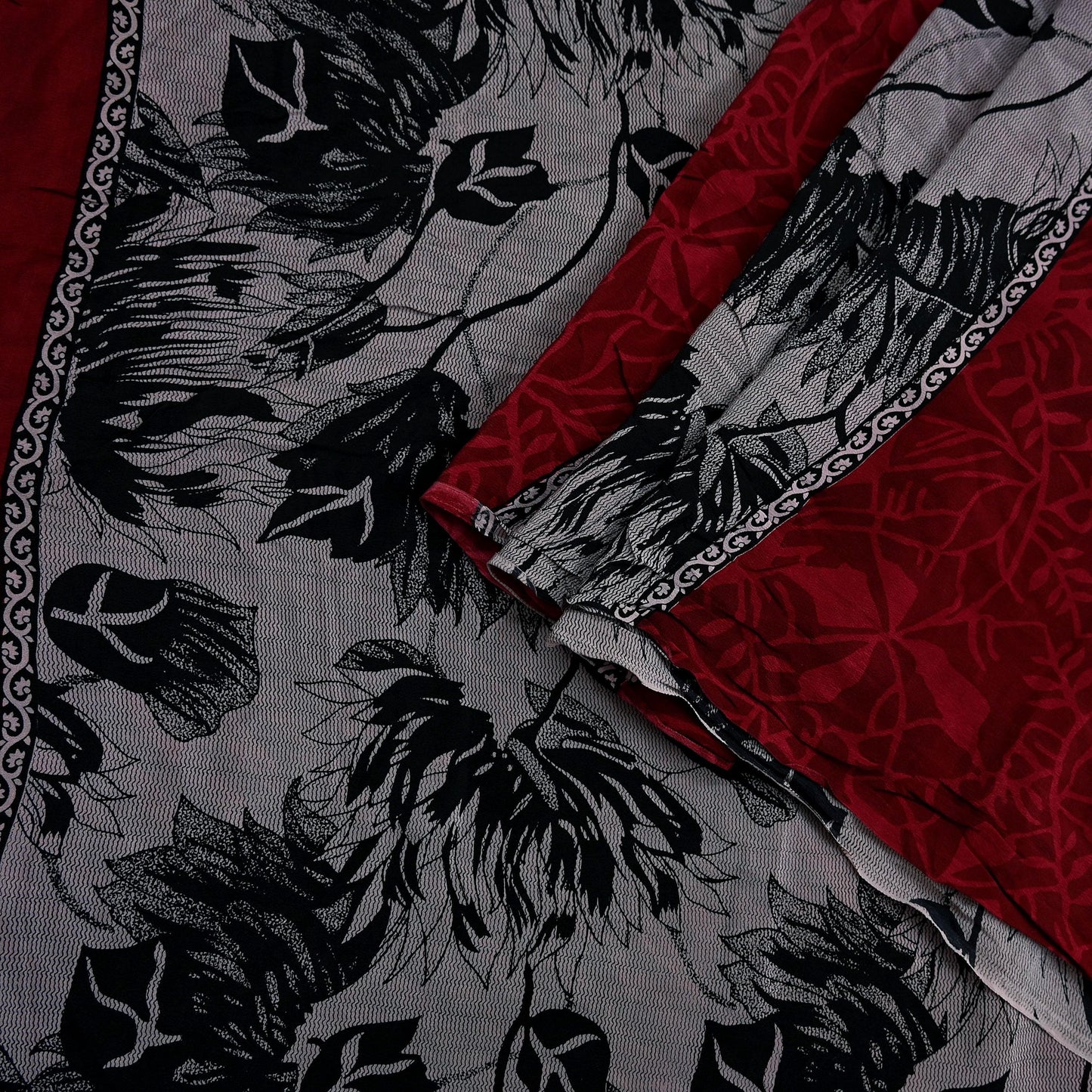 Indian Vintage Saree Pure Crepe Silk Printed Sari Craft Fabric 5yd Sewing Floral Soft Dress making For Crafting Quilting