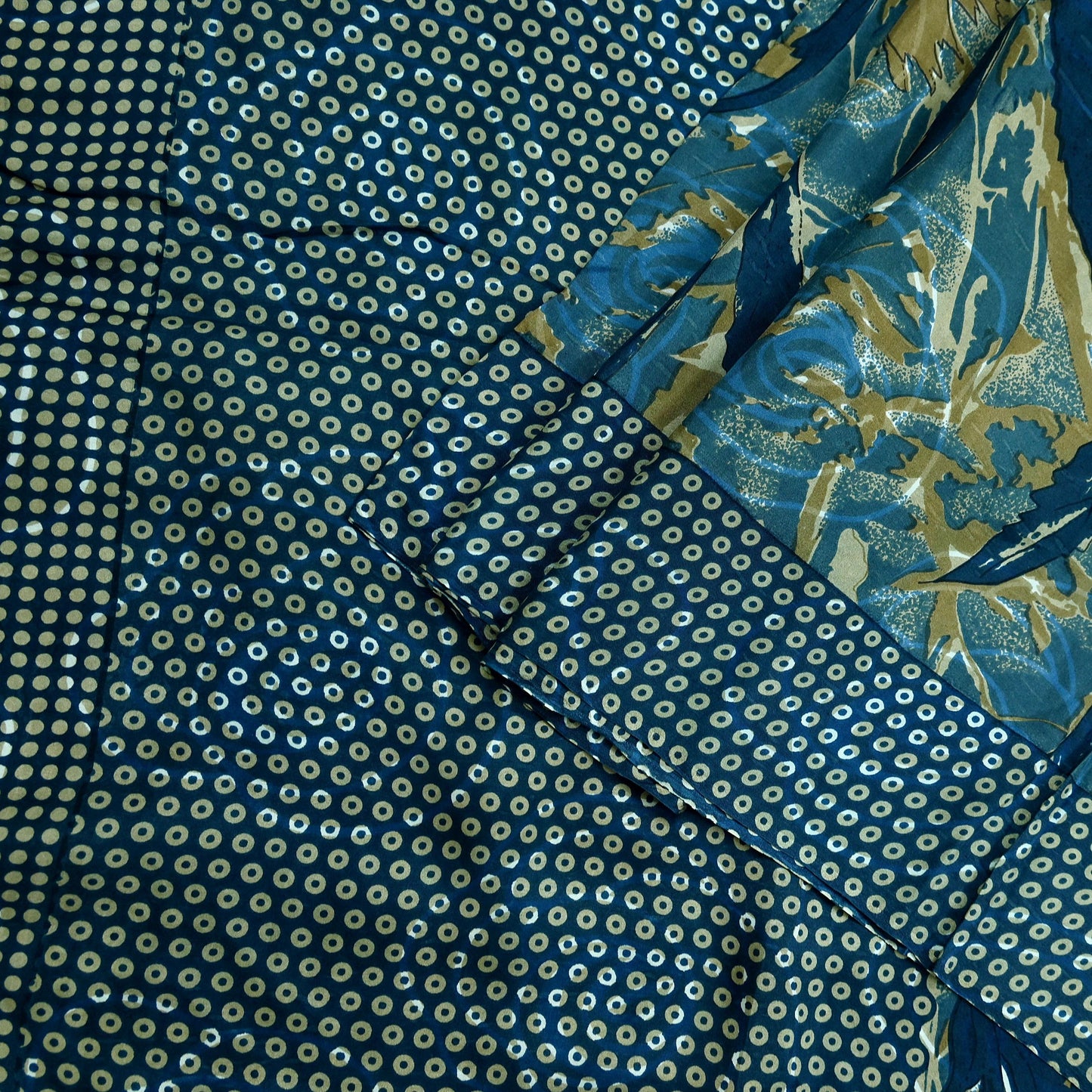 Indian Vintage Sari Blue Pure Silk Printed Sarees 5yd Sewing Craft Fabric Soft Dress Making Wrap Paisley Upcycle Quilting Crafting