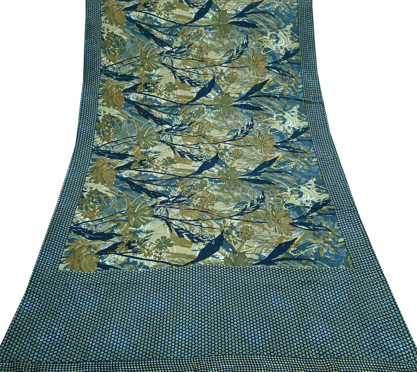 Indian Vintage Sari Blue Pure Silk Printed Sarees 5yd Sewing Craft Fabric Soft Dress Making Wrap Paisley Upcycle Quilting Crafting