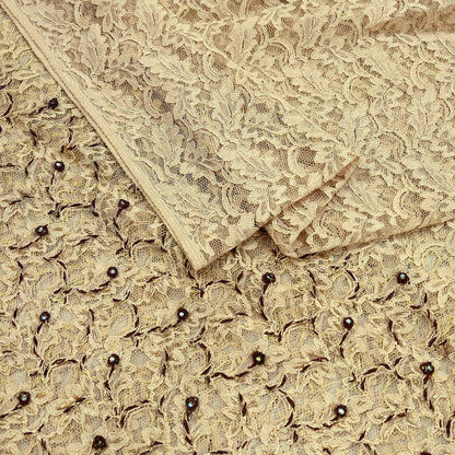 Indian Vintage Heavy Dupatta Beige Net Mesh Long Stole Hand Embroidered Scarves Zardozi/Dabka Zari Sequins Wedding Hijab Veil