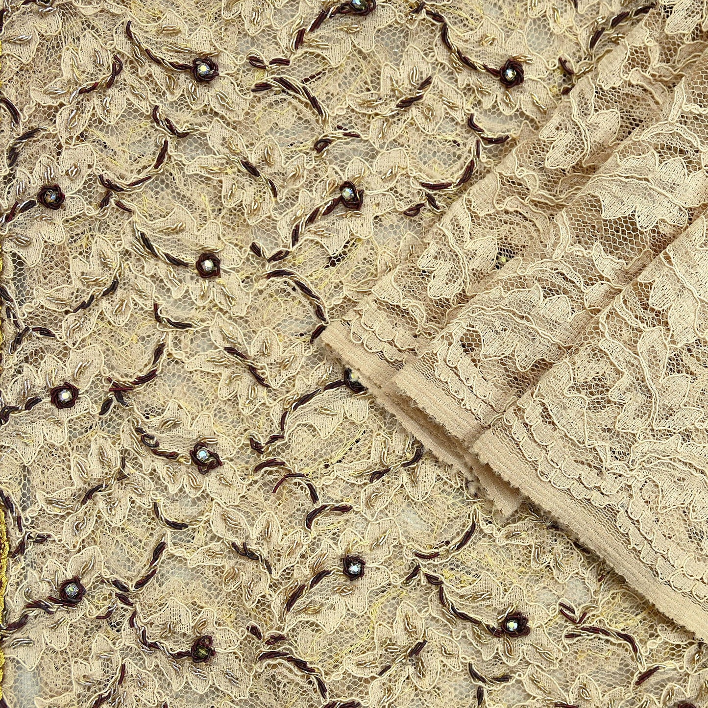 Indian Vintage Heavy Dupatta Beige Net Mesh Long Stole Hand Embroidered Scarves Zardozi/Dabka Zari Sequins Wedding Hijab Veil