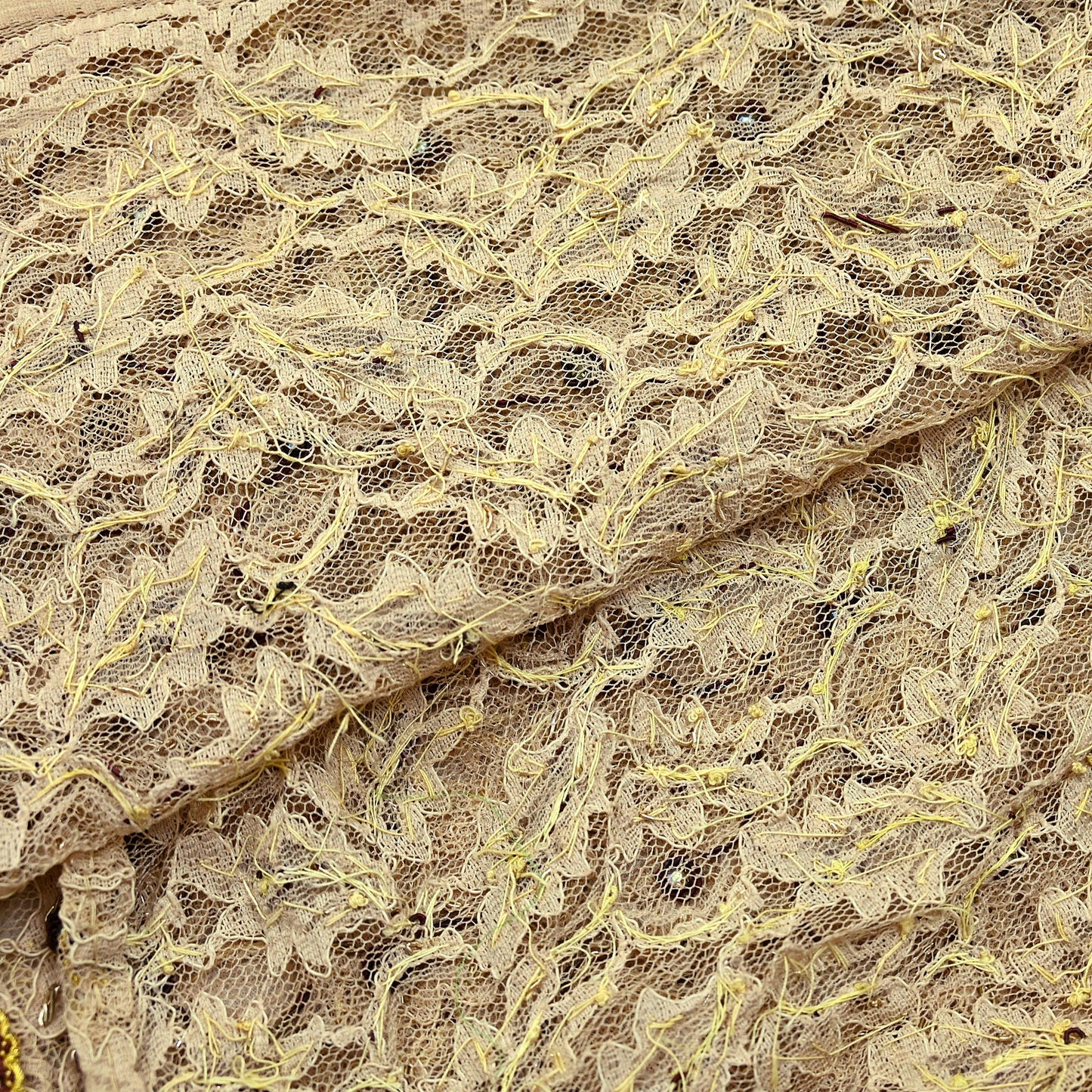 Indian Vintage Heavy Dupatta Beige Net Mesh Long Stole Hand Embroidered Scarves Zardozi/Dabka Zari Sequins Wedding Hijab Veil