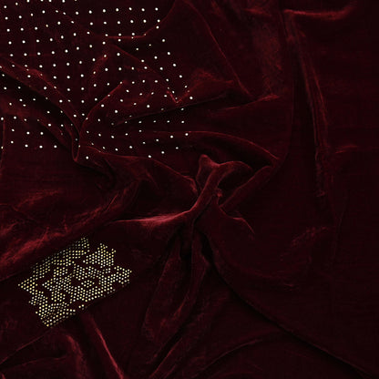 Indian Vintage Heavy Wedding Maroon Dupatta Velvet Long Stole Hand Embroidered Scarves Zari Hijab Veil Wrap Bridal Dupatta Paisley