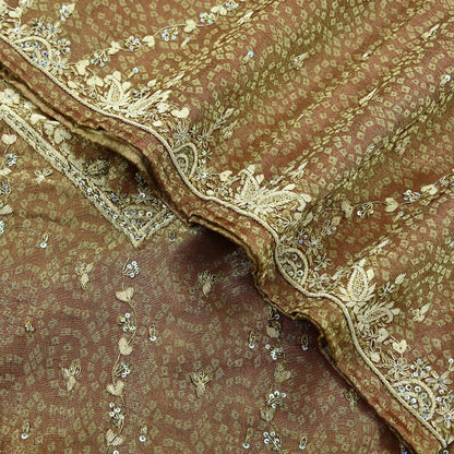 Indian Vintage Heavy Bridal Dupatta Golden Maroon Pure Tissue Silk Long Stole Hand Embroidered Scarves Zari Zardozi/Dabka Wedding Hijab