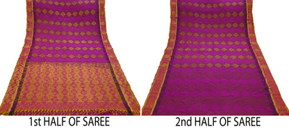 Indian Vintage Heavy Purple Kanjivaram Saree 100% Pure Silk Sari Zari 5Yd Craft Fabric Floral Crafting Dress making Quilting Bollywood saree