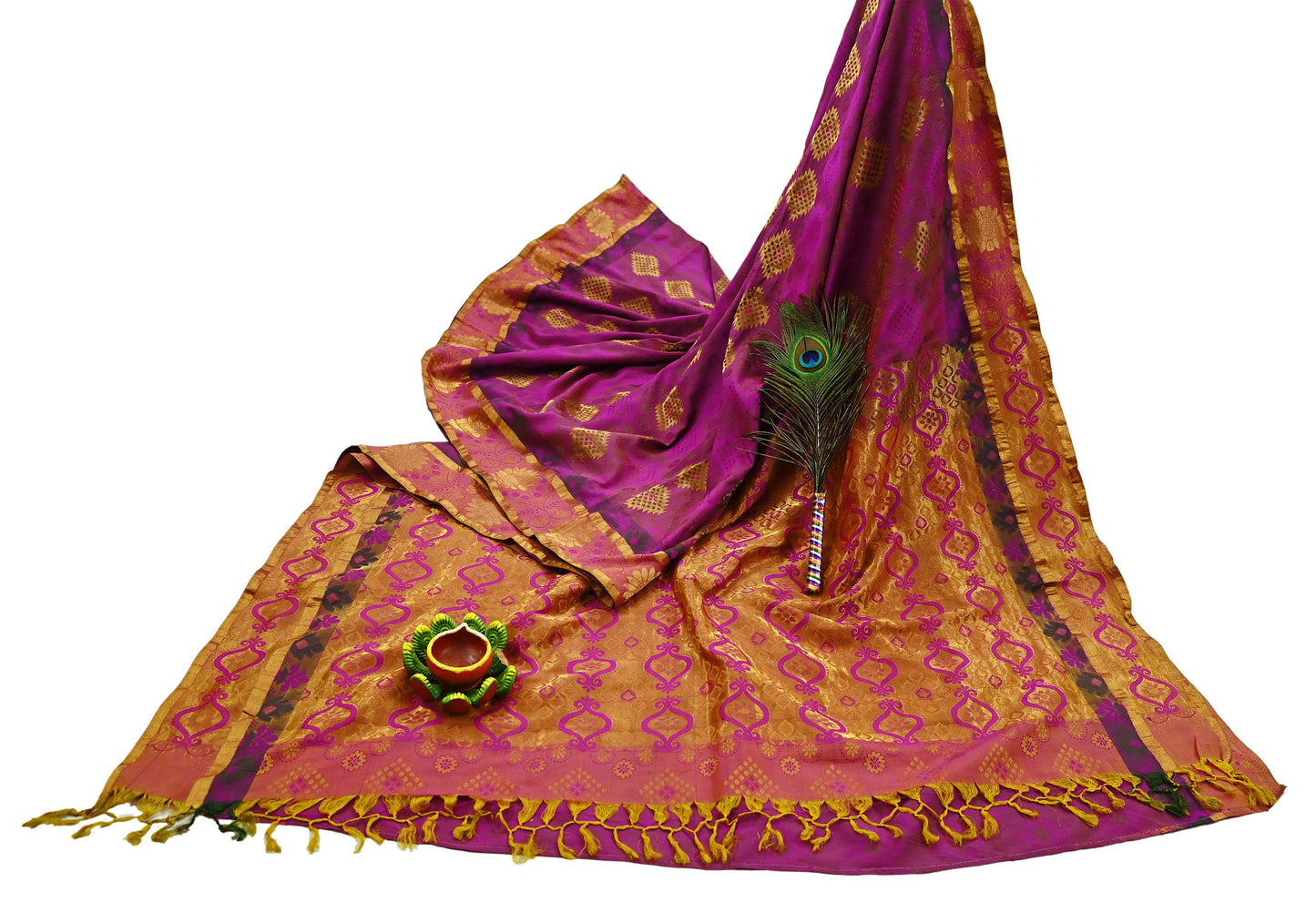 Indian Vintage Heavy Purple Kanjivaram Saree 100% Pure Silk Sari Zari 5Yd Craft Fabric Floral Crafting Dress making Quilting Bollywood saree