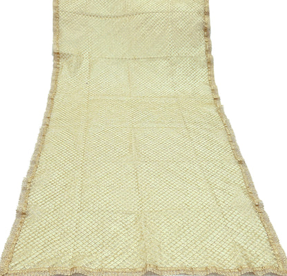 Indian Vintage Heavy Golden Dupatta Net Mesh Long Stole Hand Embroidered Scarves Zari Bridal Wedding Veil Hijab