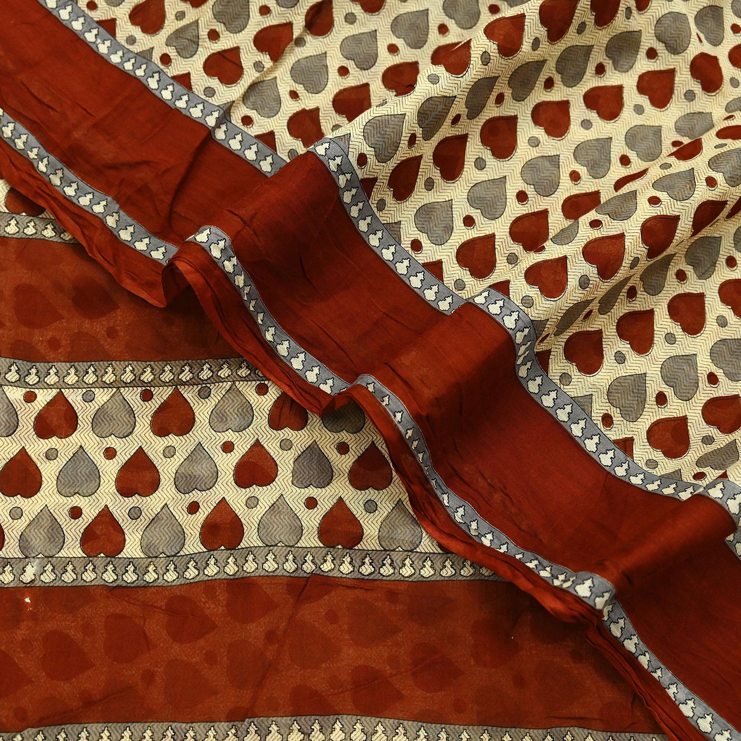 Indian Vintage Beige Saree Printed 100% Pure Cotton Sari Craft Fabric 5Yd Soft Sewing Sarong Wrap Dress Making Quilting Crafting