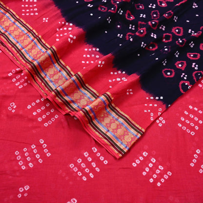 Indian Vintage Sari Pink & Black Pure Cotton Bandhani Printed Sarees Fabric 5yd Sewing Craft Fabric DressMaking Soft