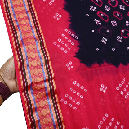 Indian Vintage Sari Pink & Black Pure Cotton Bandhani Printed Sarees Fabric 5yd Sewing Craft Fabric DressMaking Soft