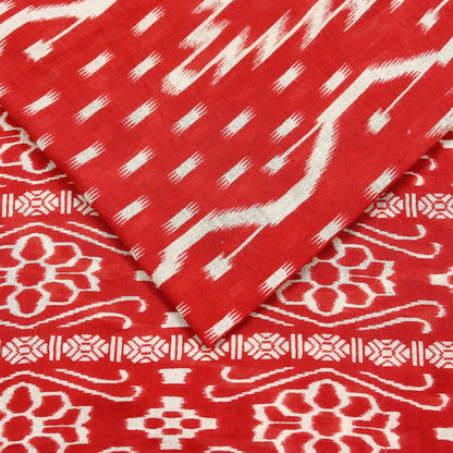 Indian Vintage Sari Red Printed 100% Pure Cotton Saree Craft Fabric 5Yd Sewing Sarong Wrap Boho Floral Soft Quilting Upcycle