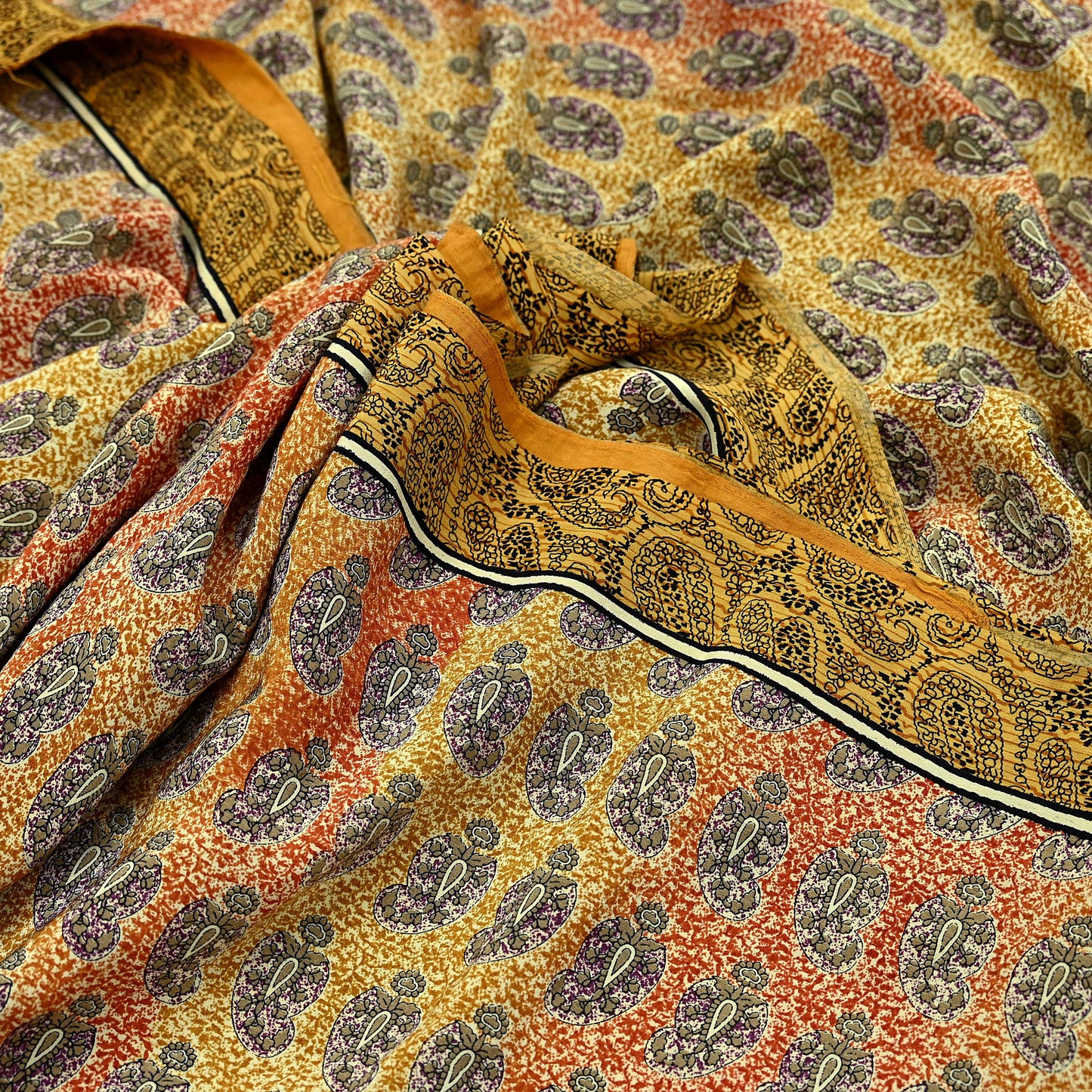 Indian Vintage Saree Pure Crepe Silk Printed Sari Fabric 5yd Sewing Soft Craft Fabric Ethnic Wrap Dress making Crafting Quilting Upcycle