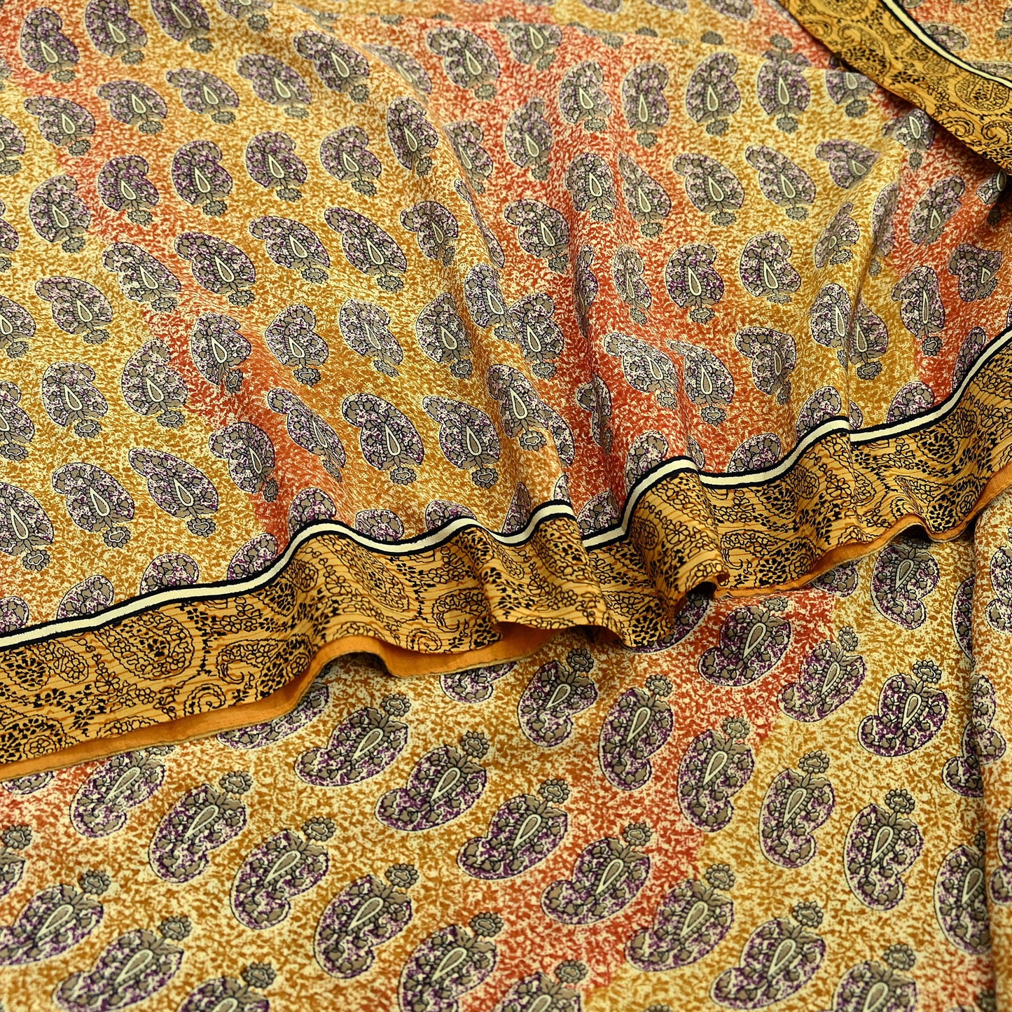 Indian Vintage Saree Pure Crepe Silk Printed Sari Fabric 5yd Sewing Soft Craft Fabric Ethnic Wrap Dress making Crafting Quilting Upcycle