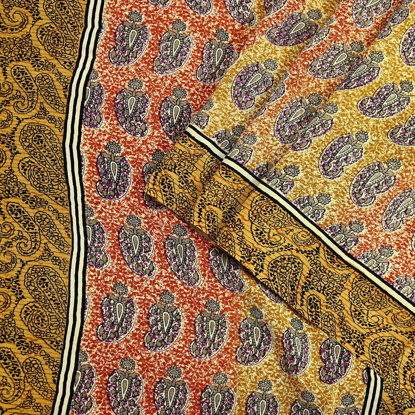 Indian Vintage Saree Pure Crepe Silk Printed Sari Fabric 5yd Sewing Soft Craft Fabric Ethnic Wrap Dress making Crafting Quilting Upcycle