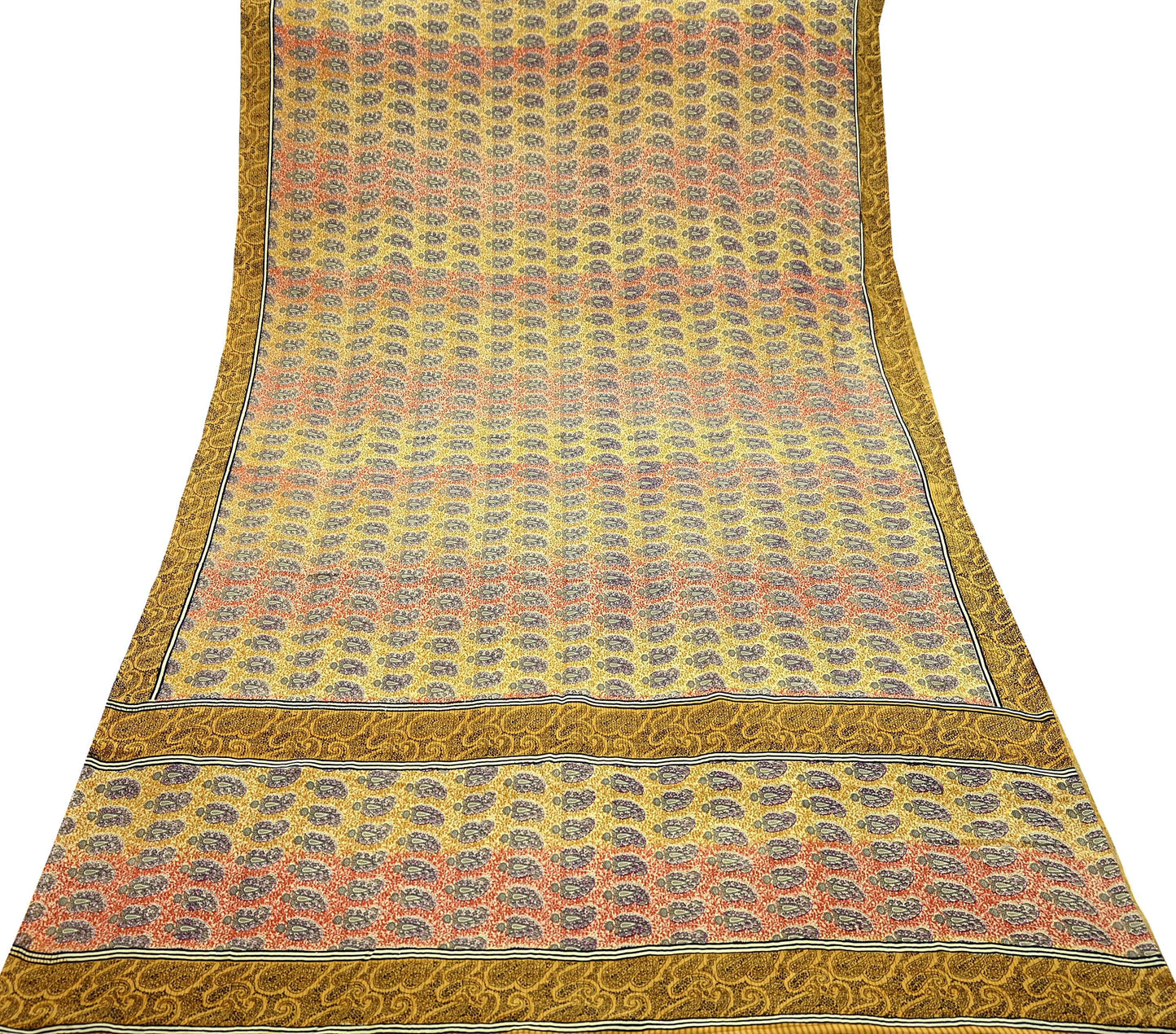 Indian Vintage Saree Pure Crepe Silk Printed Sari Fabric 5yd Sewing Soft Craft Fabric Ethnic Wrap Dress making Crafting Quilting Upcycle