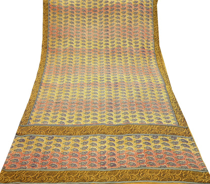 Indian Vintage Saree Pure Crepe Silk Printed Sari Fabric 5yd Sewing Soft Craft Fabric Ethnic Wrap Dress making Crafting Quilting Upcycle