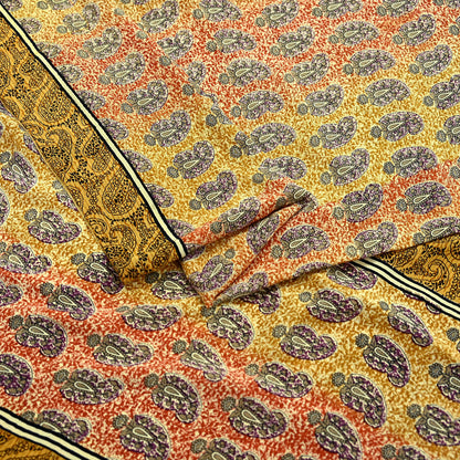 Indian Vintage Saree Pure Crepe Silk Printed Sari Fabric 5yd Sewing Soft Craft Fabric Ethnic Wrap Dress making Crafting Quilting Upcycle