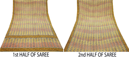 Indian Vintage Saree Pure Crepe Silk Printed Sari Fabric 5yd Sewing Soft Craft Fabric Ethnic Wrap Dress making Crafting Quilting Upcycle