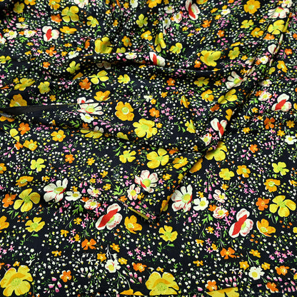 Indian Vintage Sari Black Printed 100% Pure Satin Silk Sarees 5yd Sewing Craft Fabric Dress Making Wrap Upcycle Quilting Crafting