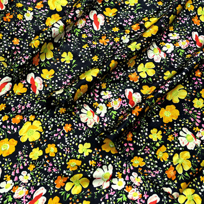 Indian Vintage Sari Black Printed 100% Pure Satin Silk Sarees 5yd Sewing Craft Fabric Dress Making Wrap Upcycle Quilting Crafting