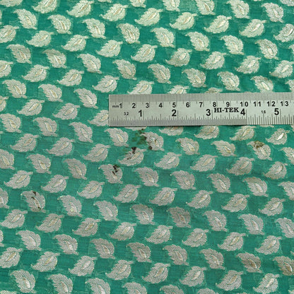 Vintage Sari Green Heavy Pure Satin Silk Woven Banarasi Brocade Saree Zari 5Yd Dress making Bridal/wedding Sari Crafting Dress making