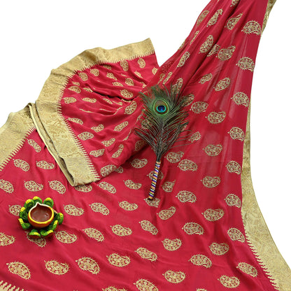 Indian Vintage Heavy Sarees Pink Pure Georgette Silk Hand Embroidered Sari Fabric 6Yd Sewing Ethnic Sequins Wedding sarees