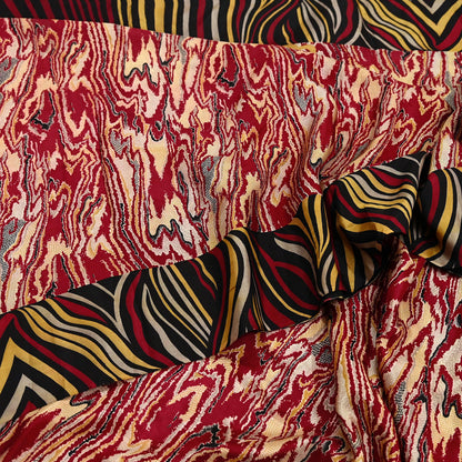 Indian Vintage Sari Black & Red Pure Silk Printed Sarees 5yd Sewing Craft Fabric Dress Making Soft Quilting Crafting Upcycle Used Abstract