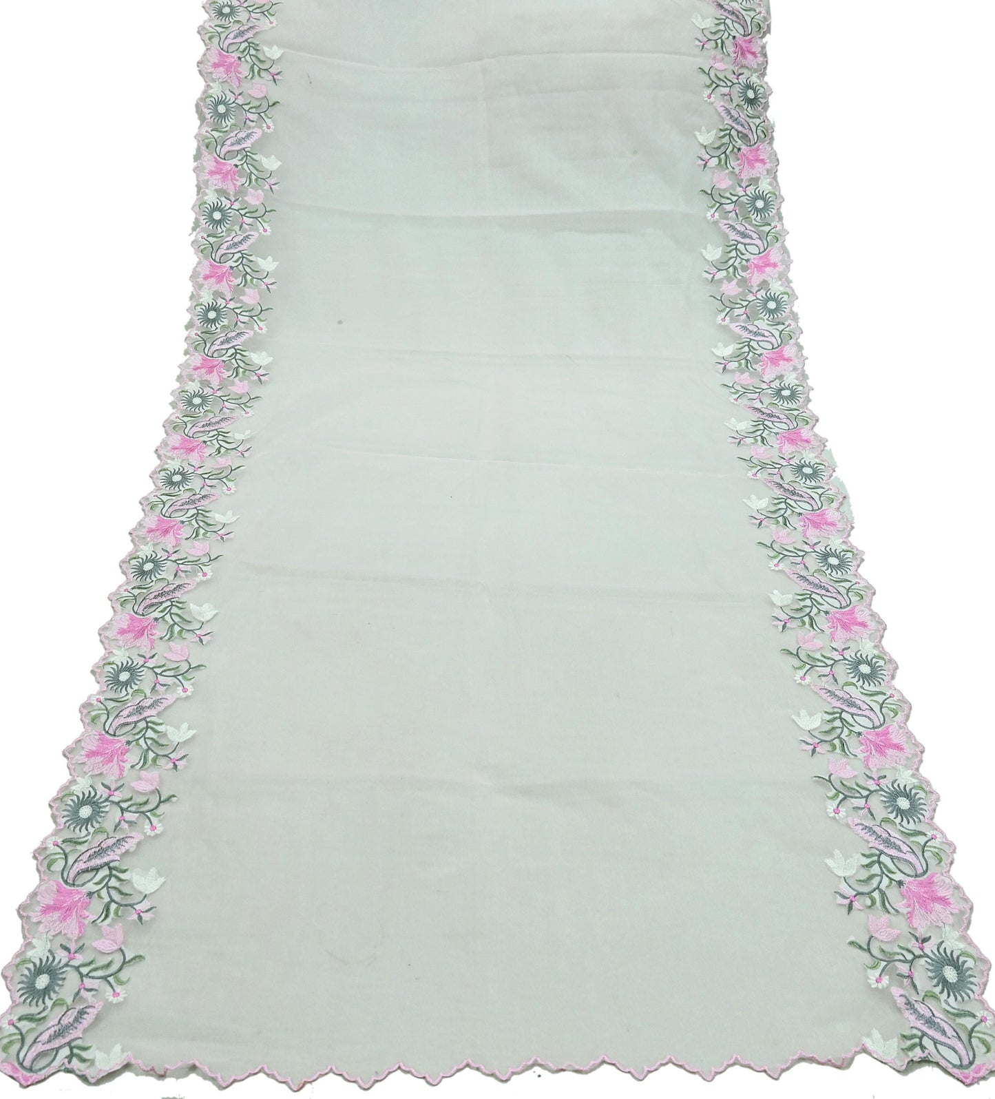 Indian Vintage Pink Dupatta Organza Long Stole Embroidered Scarves Veil Soft Floral Design Wrap Boho Party wear