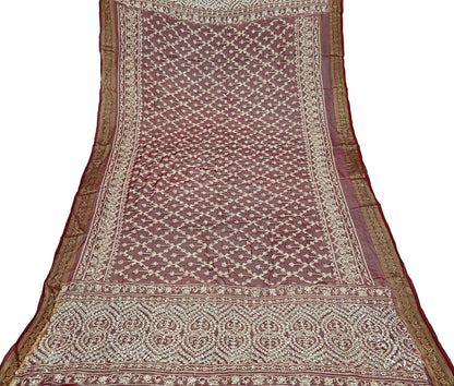 Women Indian Vintage Dupatta Maroon Long Stole Blend Cotton Woven Bandhani Veil Scarves soft Boho Wrap Bridal/ Wedding Hijab