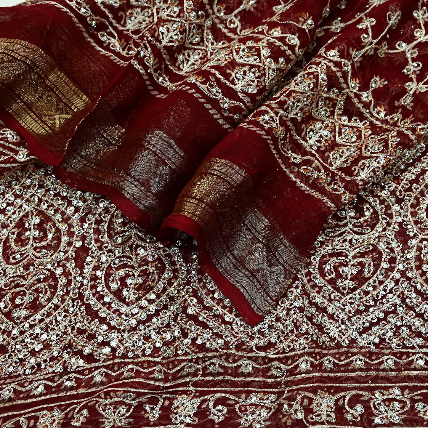 Women Indian Vintage Dupatta Maroon Long Stole Blend Cotton Woven Bandhani Veil Scarves soft Boho Wrap Bridal/ Wedding Hijab